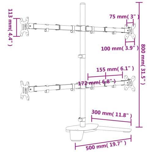 Nosač za monitor crni čelični VESA 75/100 mm Cijena