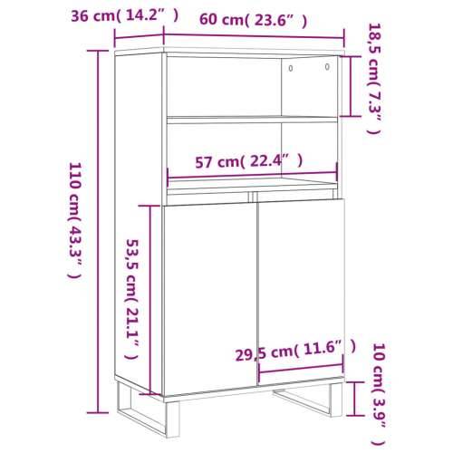 Visoka komoda bijela 60x36x110 cm od konstruiranog drva Bijela 1 Cijena
