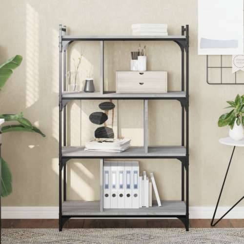 Regal za knjige 4 razine siva boja hrasta 76x32x123 cm drveni - Sivi hrast sonoma 1 123 cm Cijena