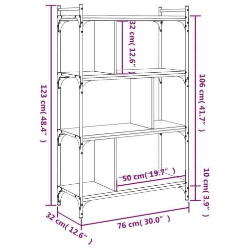 Regal za knjige 4 razine siva boja hrasta 76x32x123 cm drveni - Sivi hrast sonoma 1 123 cm Cijena