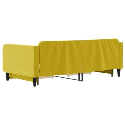 Dnevni krevet na razvlačenje s ladicama žuti 100x200 cm baršun - Žuta 100 x 200 cm s krevetom na izvlačenje i ladicom Cijena