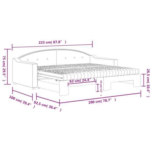 Dnevni krevet na razvlačenje tamnosivi 90 x 200 cm od tkanine - Tamno siva 90 x 200 cm s krevetom na izvlačenje i madracem Cijena