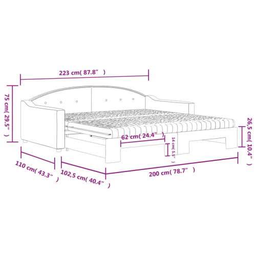 Dnevni krevet na razvlačenje tamnosivi 100 x 200 cm od tkanine - Tamno siva 100 x 200 cm s krevetom na izvlačenje i madracem Cijena