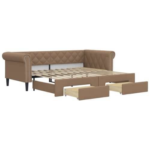 Dnevni krevet na razvlačenje cappuccino 90x200 cm umjetna koža - Boja cappuccina 90 x 200 cm s krevetom na izvlačenje i ladicom Cijena
