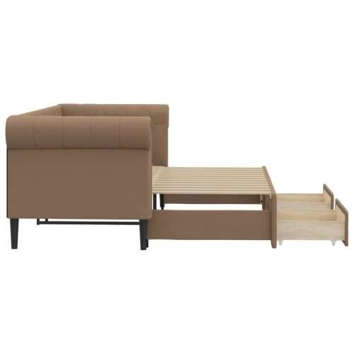 Dnevni krevet na razvlačenje cappuccino 90x200 cm umjetna koža - Boja cappuccina 90 x 200 cm s krevetom na izvlačenje i ladicom Cijena