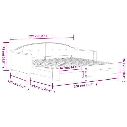 Dnevni krevet na razvlačenje bez madraca tamnosivi 100 x 200 cm - Tamno siva 100 x 200 cm s krevetom na izvlačenje Cijena
