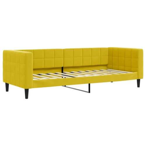 Dnevni krevet na razvlačenje s ladicama žuti 80 x 200 cm baršun - Žuta 80 x 200 cm s krevetom na izvlačenje, ladicom i madracem Cijena