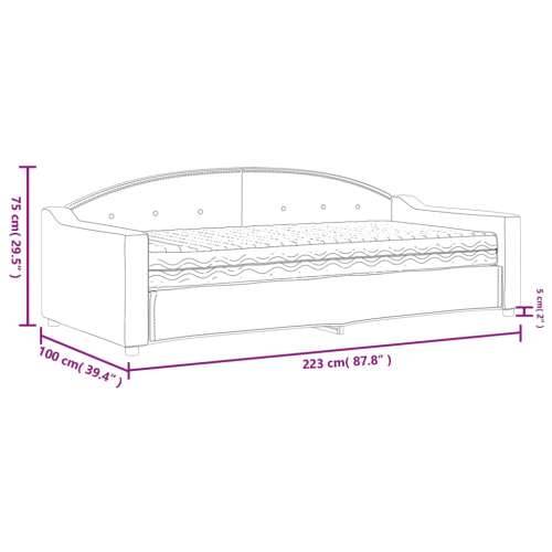 Dnevni krevet s madracem tamnosivi 90 x 200 cm od tkanine - Tamno siva 90 x 200 cm s madracem Cijena