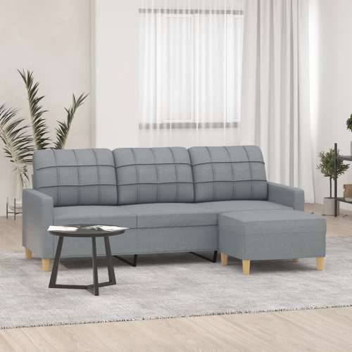 Trosjed s tabureom svjetlosivi 180 cm od tkanine - Svjetlosiva 180 cm Cijena