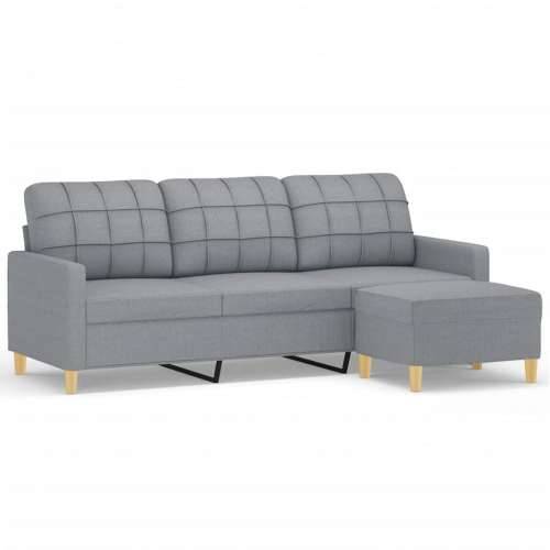 Trosjed s tabureom svjetlosivi 180 cm od tkanine - Svjetlosiva 180 cm Cijena