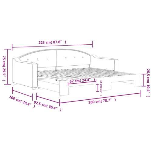 Dnevni krevet na razvlačenje crni 90 x 200 cm od tkanine - Crna 90 x 200 cm s krevetom na izvlačenje Cijena