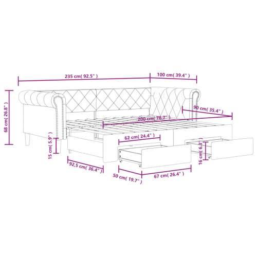 Dnevni krevet na razvlačenje krem 90 x 200 cm od umjetne kože - Krema 90 x 200 cm s krevetom na izvlačenje i ladicom Cijena