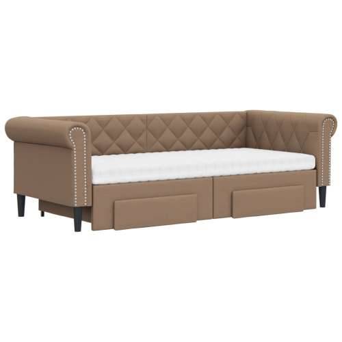 Dnevni krevet na razvlačenje cappuccino 90x200 cm umjetna koža - Boja cappuccina 90 x 200 cm s krevetom na izvlačenje, ladicom i Cijena
