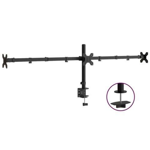 Trostruki stalak za monitor crni čelični VESA 75/100 mm Cijena