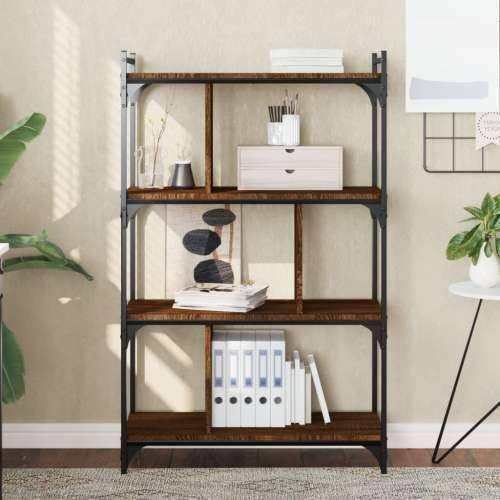 Regal za knjige 4 razine smeđa boja hrasta 76x32x123 cm drveni - Smeđi hrast 1 123 cm Cijena