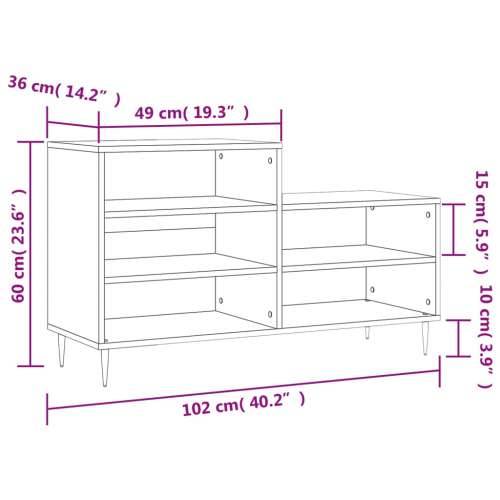 Ormarić za cipele boja hrasta 102x36x60 cm konstruirano drvo - Dimljeni hrast 1 Cijena