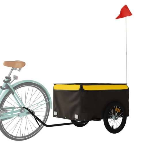Prikolica za bicikl crno-žuta 45 kg željezna - Žuta 124 x 62.5 x 52 cm Cijena