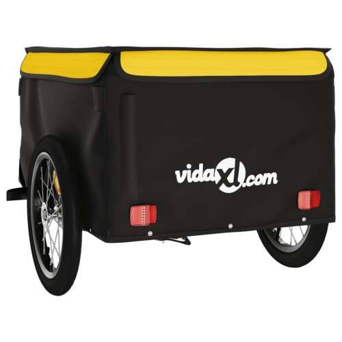 Prikolica za bicikl crno-žuta 45 kg željezna - Žuta 124 x 62.5 x 52 cm Cijena