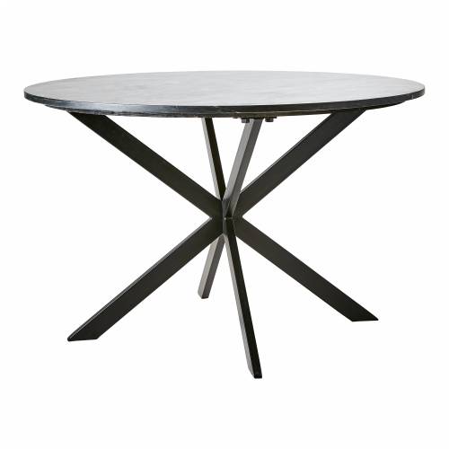 MILAN blagovaonski stol, željezo i mramor, crni, promjer 120cm