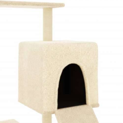 Penjalica za mačke - Kuća za mačke - Grebalica sa stupovima za grebanje krem 130,5 cm - Krema Cijena