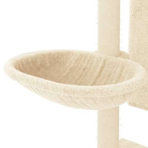 Penjalica za mačke - Kuća za mačke - Grebalica sa stupovima za grebanje krem 130,5 cm - Krema Cijena