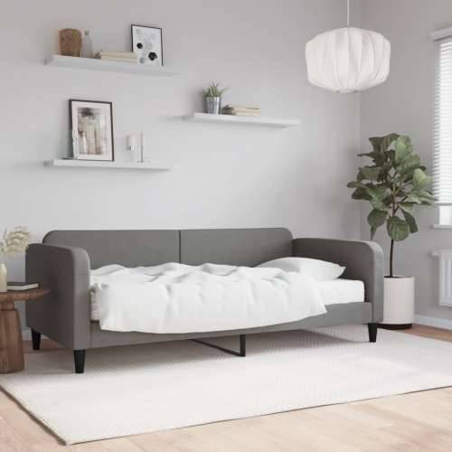 Dnevni krevet s madracem tamnosivi 90 x 190 cm od tkanine - Tamno siva 90 x 190 cm s madracem Cijena