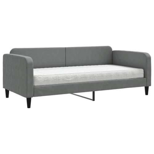 Dnevni krevet s madracem tamnosivi 90 x 190 cm od tkanine - Tamno siva 90 x 190 cm s madracem Cijena