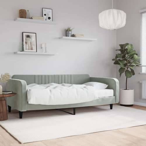 Dnevni krevet s madracem svjetlosivi 100 x 200 cm baršunasti - Svjetlosiva 100 x 200 cm s madracem Cijena