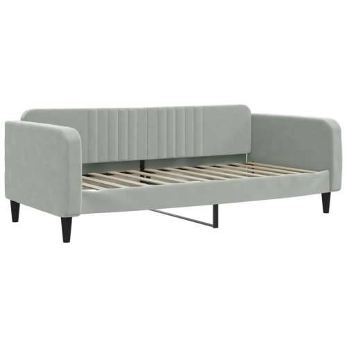 Dnevni krevet s madracem svjetlosivi 100 x 200 cm baršunasti - Svjetlosiva 100 x 200 cm s madracem Cijena