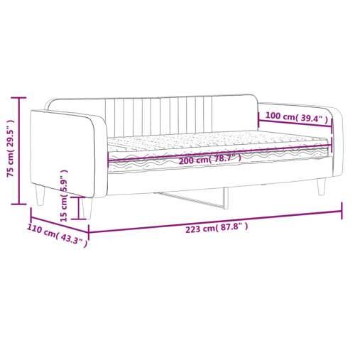 Dnevni krevet s madracem svjetlosivi 100 x 200 cm baršunasti - Svjetlosiva 100 x 200 cm s madracem Cijena