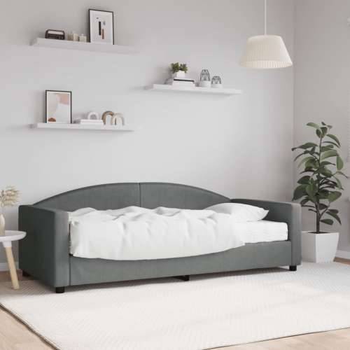 Dnevni krevet s madracem tamnosivi 90 x 190 cm od tkanine - Tamno siva 90 x 190 cm s madracem Cijena