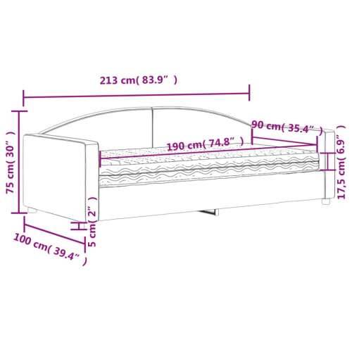 Dnevni krevet s madracem tamnosivi 90 x 190 cm od tkanine - Tamno siva 90 x 190 cm s madracem Cijena