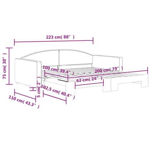 Dnevni krevet na razvlačenje crni 100 x 200 cm od tkanine - Crna 100 x 200 cm s krevetom na izvlačenje Cijena