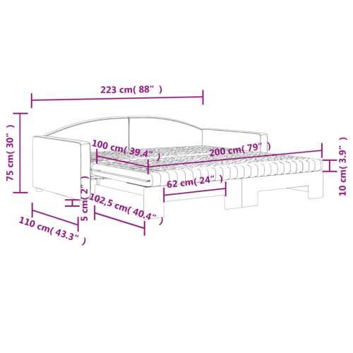 Dnevni krevet na razvlačenje crni 100 x 200 cm od tkanine - Crna 100 x 200 cm s krevetom na izvlačenje i madracem Cijena