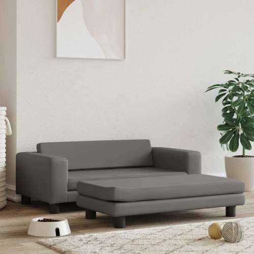Krevet za pse s produžetkom sivi 100 x 50 x 30 cm umjetna koža - Siva Umjetna koža Cijena