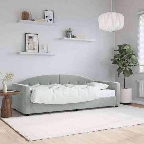 Dnevni krevet s madracem svjetlosivi 80 x 200 cm baršunasti - Svjetlosiva 80 x 200 cm s madracem Cijena