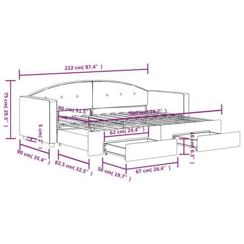 Dnevni krevet na razvlačenje svjetlosivi 80 x 200 cm baršunasti - Svjetlosiva 80 x 200 cm s krevetom na izvlačenje i ladicom Cijena