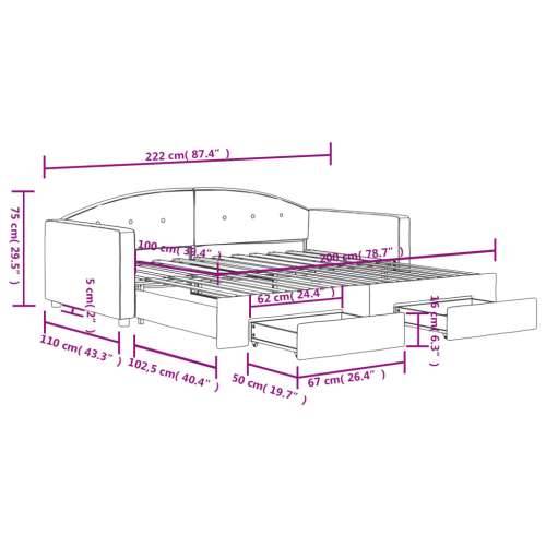 Dnevni krevet na razvlačenje svjetlosivi 100x200 cm baršunasti - Svjetlosiva 100 x 200 cm s krevetom na izvlačenje i ladicom Cijena