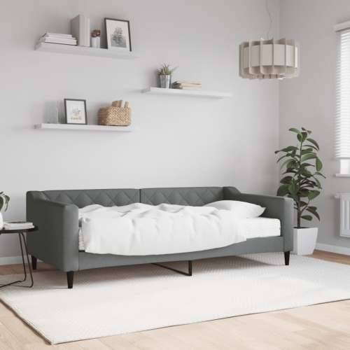 Dnevni krevet s madracem tamnosivi 90 x 190 cm od tkanine - Tamno siva 90 x 190 cm s madracem Cijena