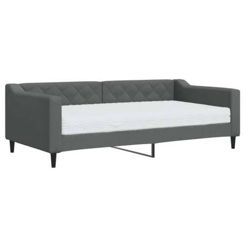 Dnevni krevet s madracem tamnosivi 90 x 190 cm od tkanine - Tamno siva 90 x 190 cm s madracem Cijena