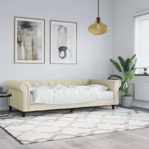 Dnevni krevet s madracem krem 90 x 200 cm od umjetne kože - Krema 90 x 200 cm s madracem Cijena