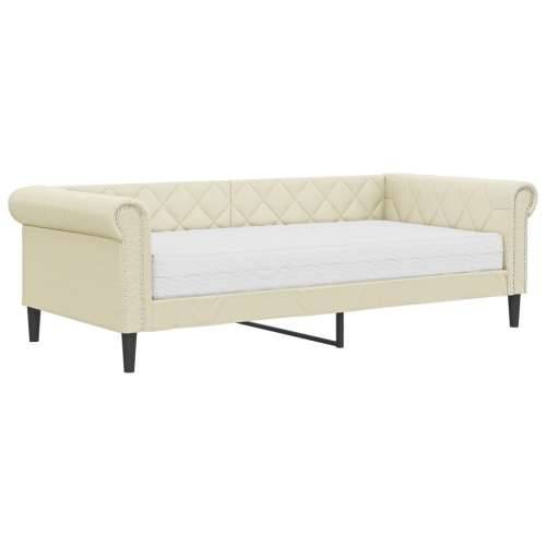 Dnevni krevet s madracem krem 90 x 200 cm od umjetne kože - Krema 90 x 200 cm s madracem Cijena