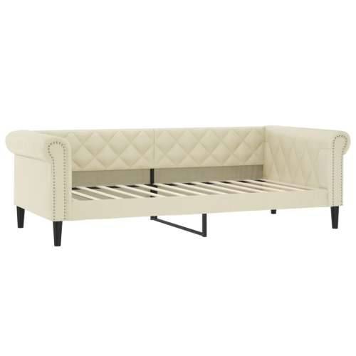 Dnevni krevet s madracem krem 90 x 200 cm od umjetne kože - Krema 90 x 200 cm s madracem Cijena