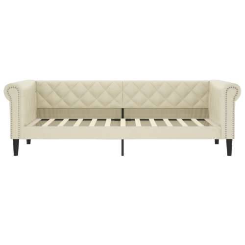 Dnevni krevet s madracem krem 90 x 200 cm od umjetne kože - Krema 90 x 200 cm s madracem Cijena