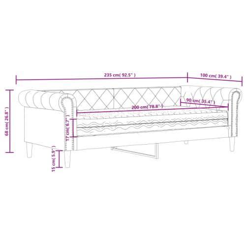 Dnevni krevet s madracem krem 90 x 200 cm od umjetne kože - Krema 90 x 200 cm s madracem Cijena