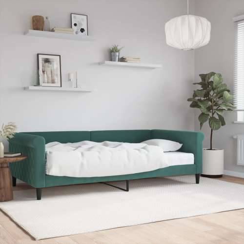 Dnevni krevet s madracem tamnozeleni 100 x 200 cm baršunasti - Tamnozelena 100 x 200 cm s madracem Cijena