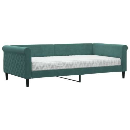 Dnevni krevet s madracem tamnozeleni 100 x 200 cm baršunasti - Tamnozelena 100 x 200 cm s madracem Cijena