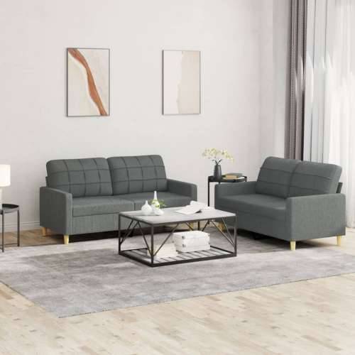 2-dijelni set sofa s jastucima tamnosivi od tkanine - Tamno siva s jastučićima Cijena
