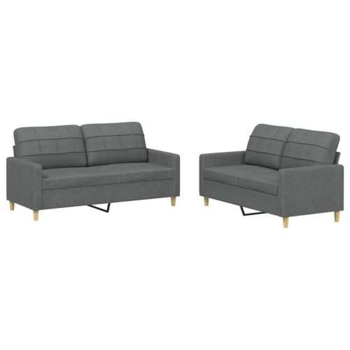 2-dijelni set sofa s jastucima tamnosivi od tkanine - Tamno siva s jastučićima Cijena