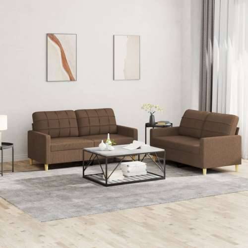 2-dijelni set sofa s jastucima smeđi od tkanine - Smeđa s jastučićima Cijena